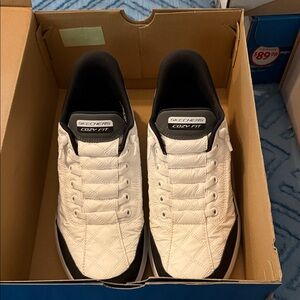 Skechers Men's Black and White Quilted Sneakers